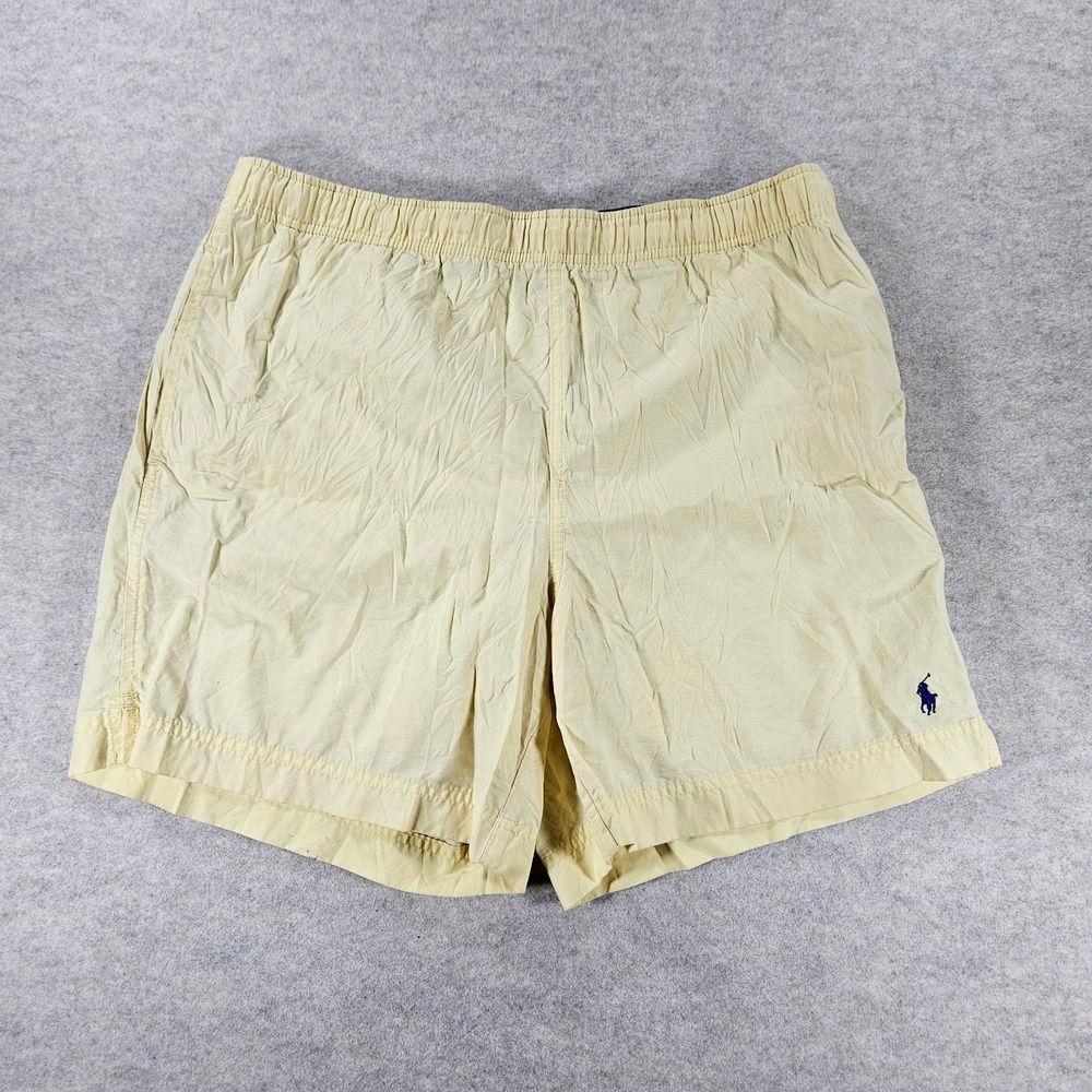 Vintage 90s Polo Sport Ralph Lauren Swim Trunks Mens S Yellow 5" Inseam
